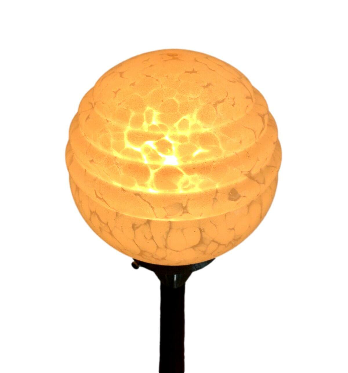 Art Deco Lampe - Tischlampe - Holz - Rotlack - Glas - um 1920  4