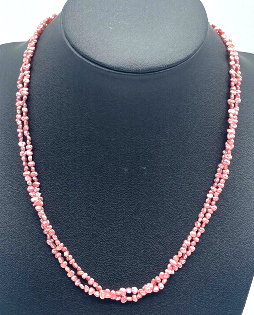 2 reihige pink Perlenkette Flußperlen 585 Gold 14 K Schliesse Juwelier JKa 42 cm0
