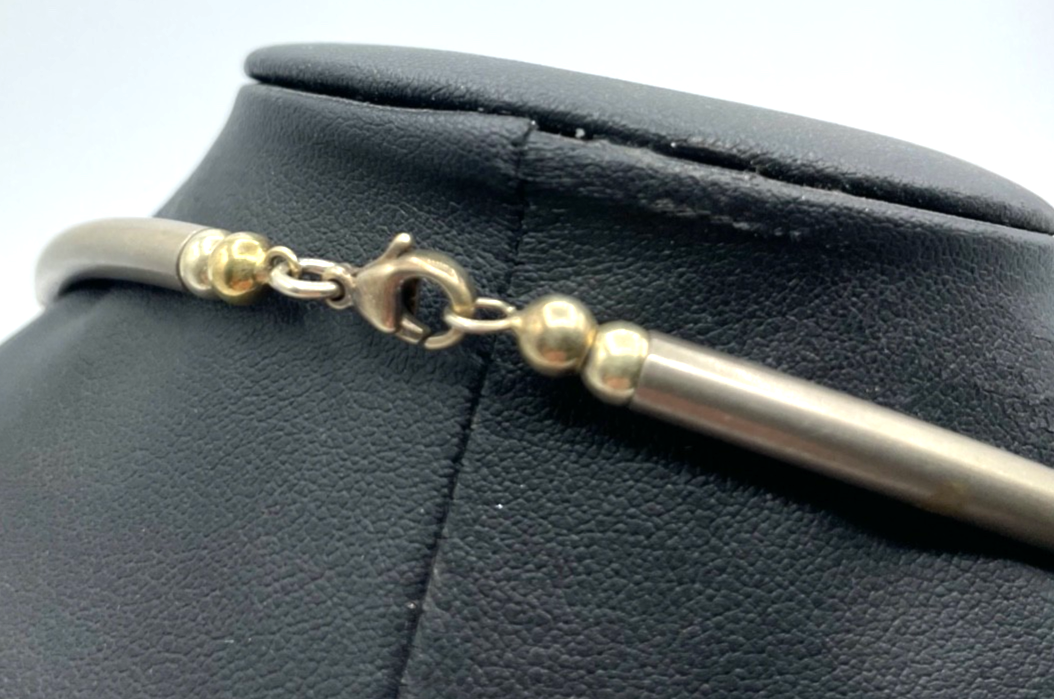 925 Sterling Silber Designer Halskette wie Omega Reif bicolor L 43 cm B 4 mm2