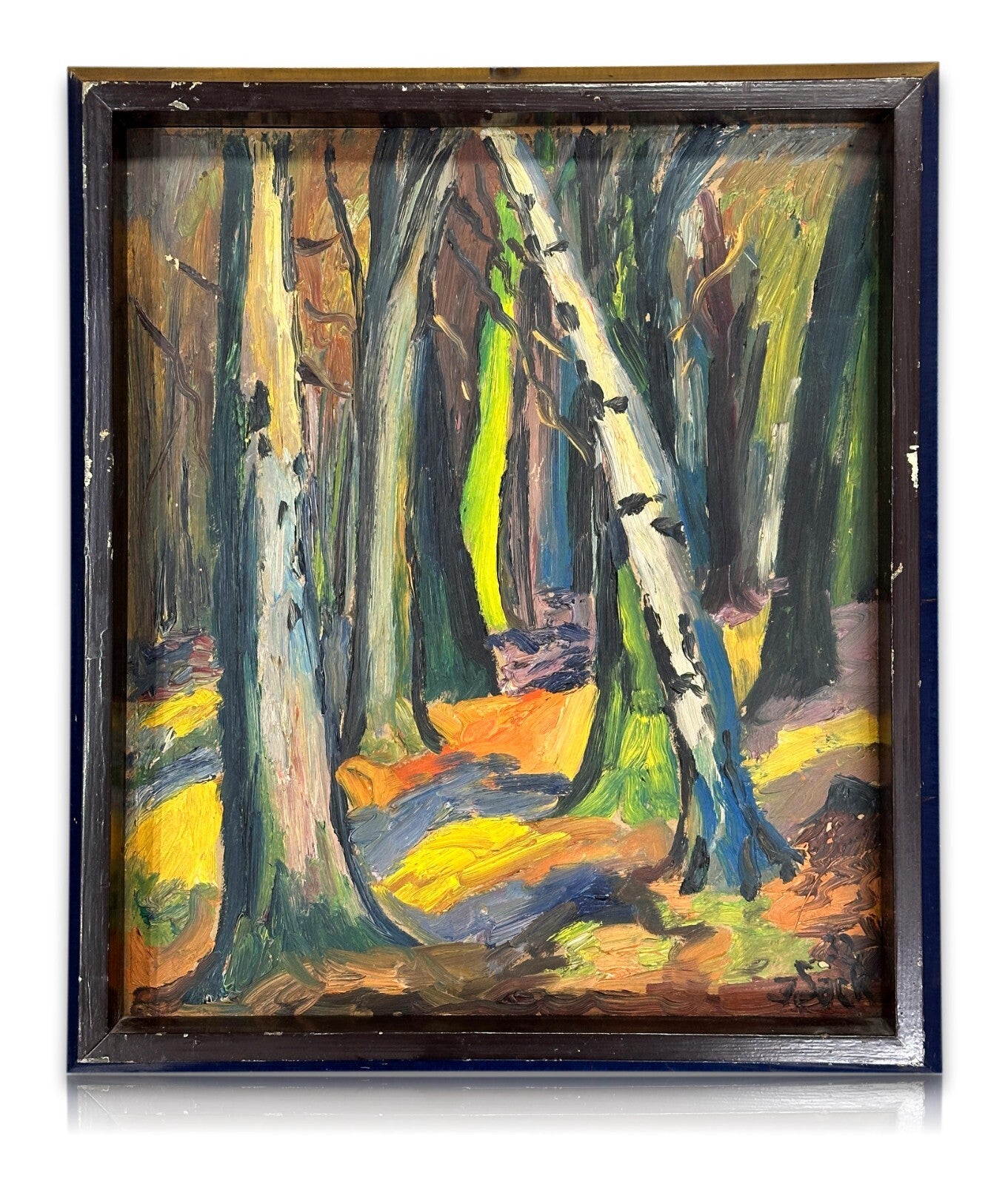 Johannes Sack 1890-1958 - Expressionistisches Waldstück – Öl auf Karton signiert0