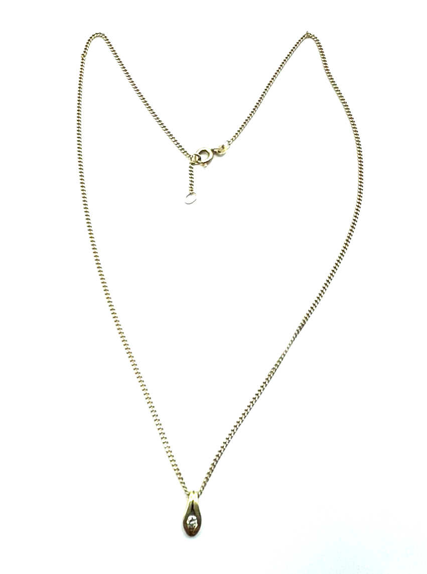 585 Gold 14 K Panzerkette + 0,1 ct Brillant Anhänger solide Juwelier Qualität0