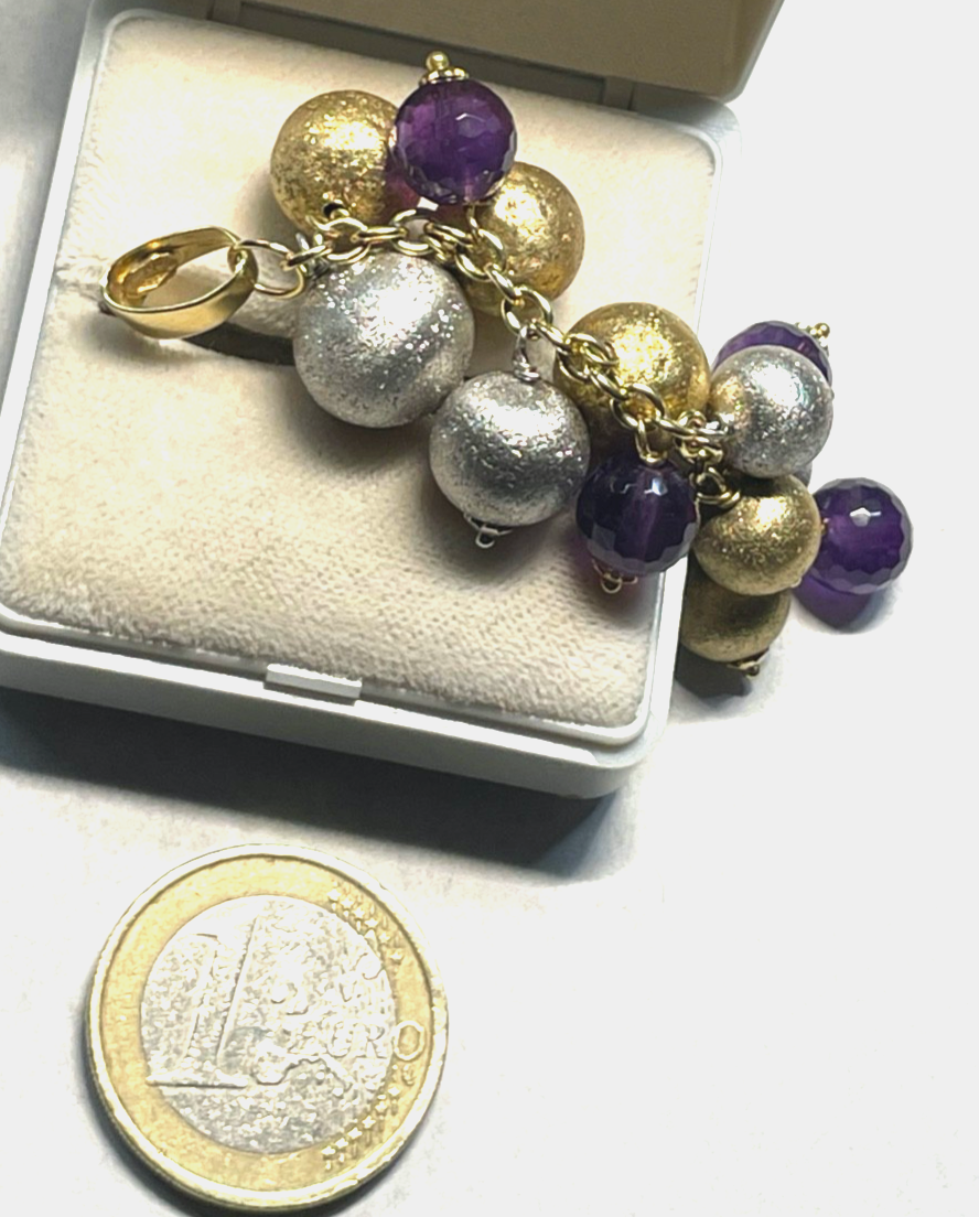 585 Gold 14 K stattlicher Anhänger Bicolor mit Amethyst Juwelier Qualität Unikat4