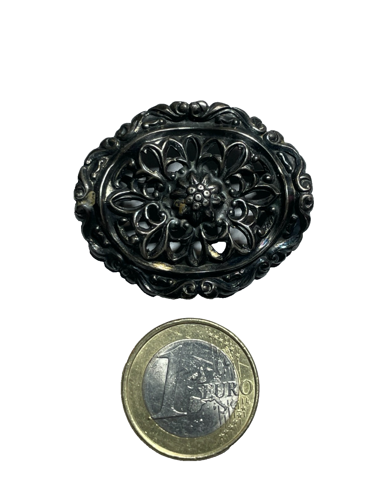 Antik ovale 835 Silber Brosche Durchbruch Dekor Trachten Folklore Landhaus Mode4