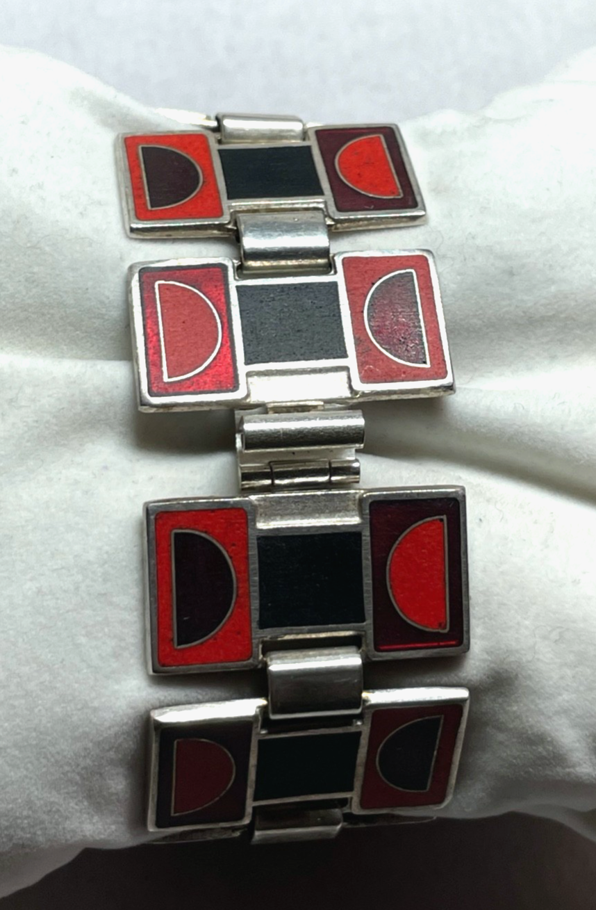 Vintage Schibensky Design Emaille Armband Topzustand Modernist L  17,5 cm B 28mm1