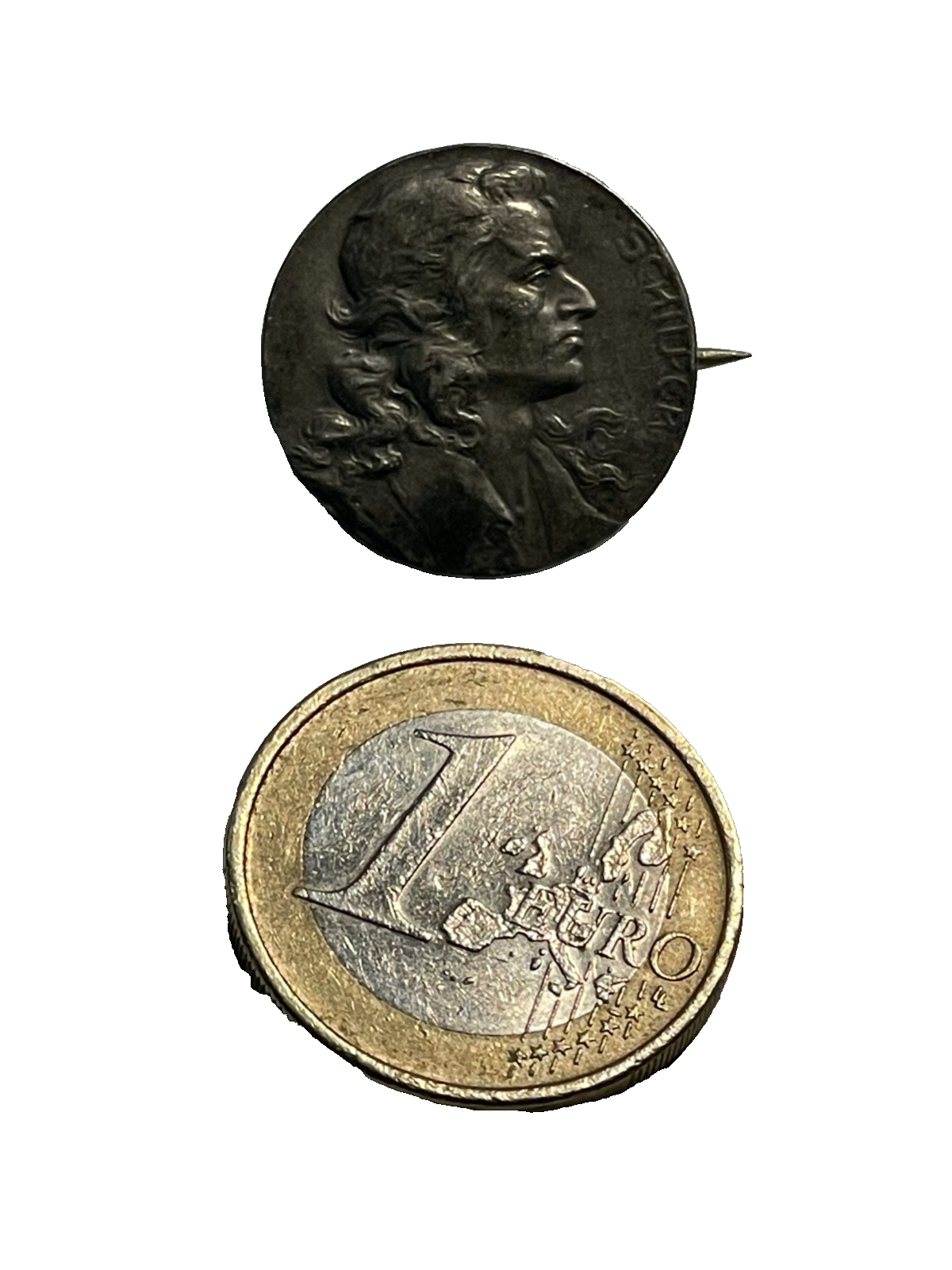 Antik kl. Friedrich von Schiller Brosche nach Karl Bauer 800 Silber um 19006