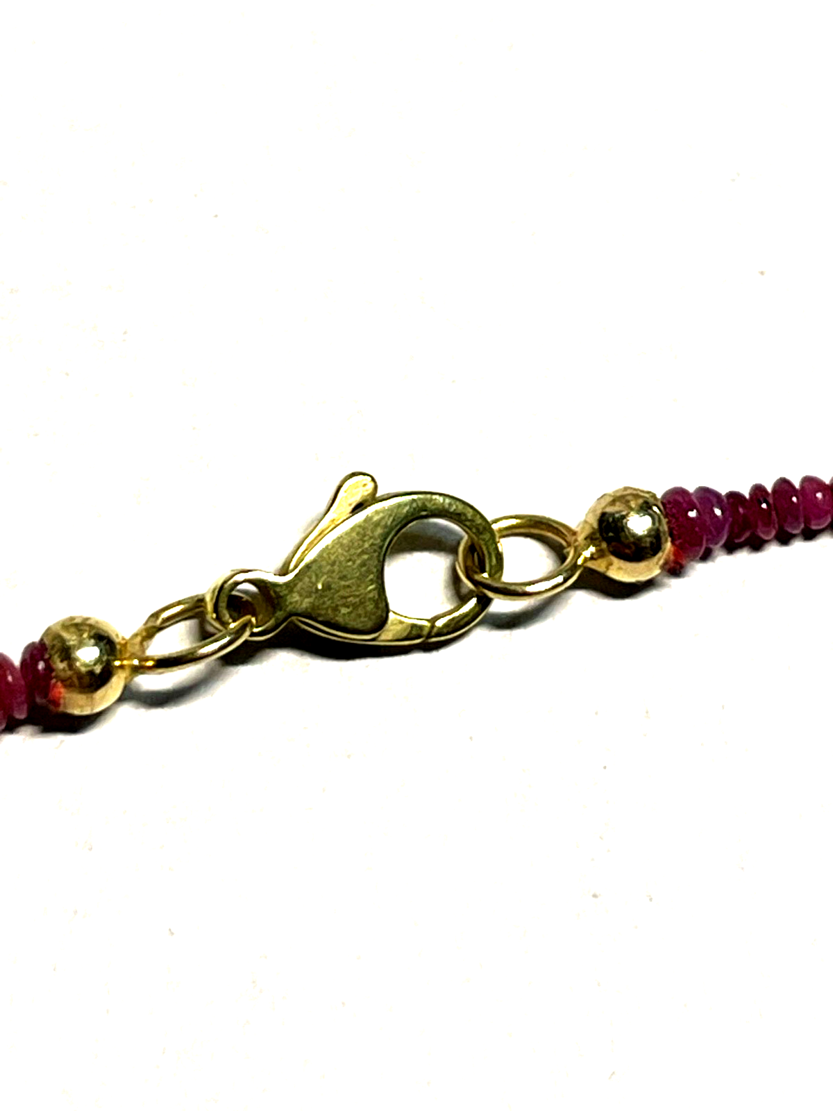 Rubin Rondelle Kette Collier Golddouble Karabiner L 44 cm Verlauf sehr gepflegt4