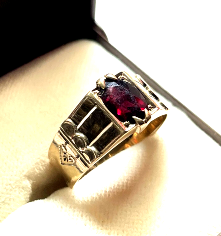 Aparter 333 Gold 8 K antik Ring Rotgold Granat RG 55 Ø 17,5 mm Juwelier2