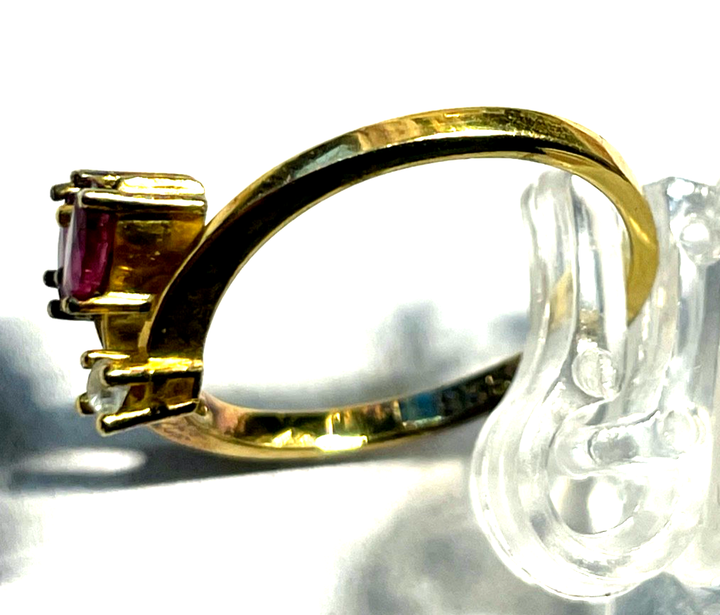 Vintage eleganter 835 Silber Ring vergoldet Ø 17,5 mm RG 55 mit Rubin Weißtopas4