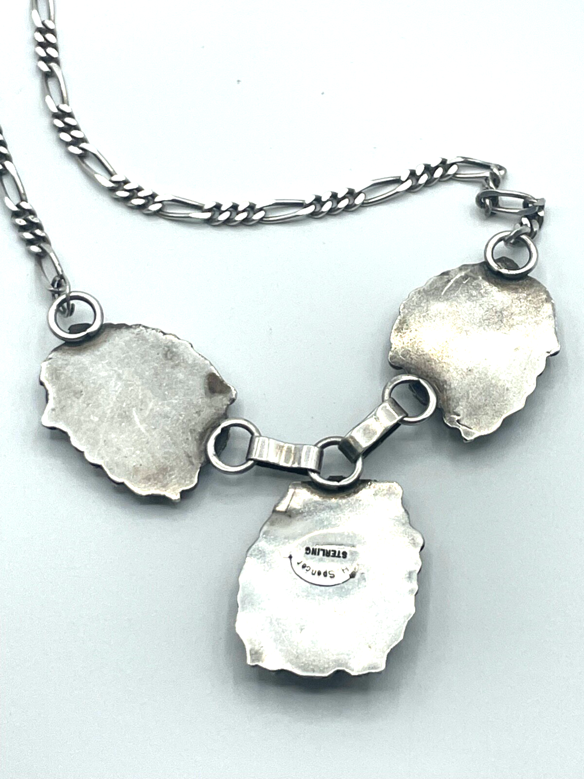 925 Sterling Kette Indianerschmuck mit Türkis unisex  sign H. Spencer Handarbeit6