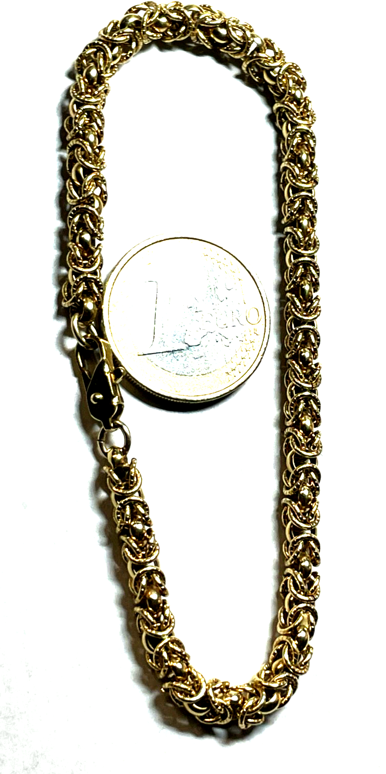 Neuwertig Modeschmuck vergoldet runde Königskette Armband unisex L 21,5 cm B 5mm5