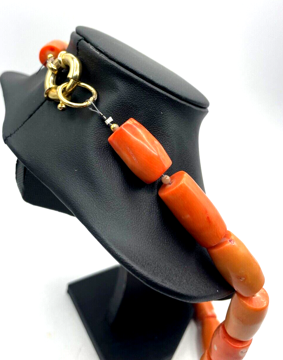 Mega Korallen Kette Statement Kette Koralle Lachs farb. im Verlauf L 70cm11