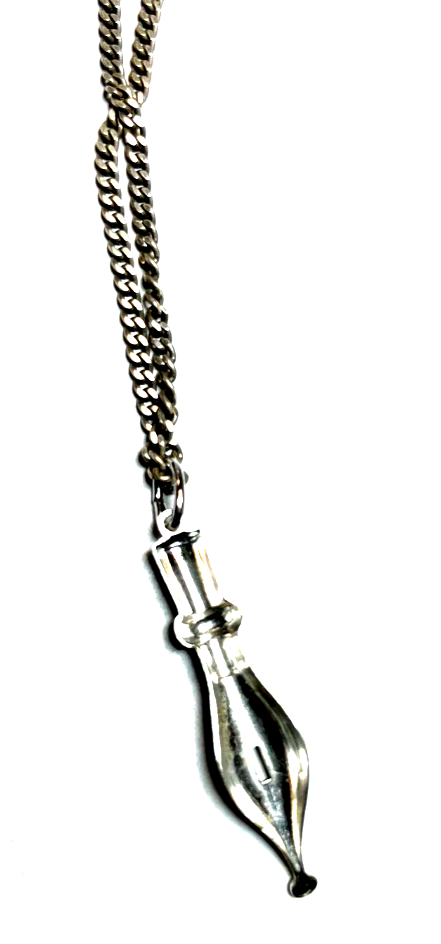 835 Silber Poet Feder Schreibfeder Anhänger an 925 FBM Panzerkette 51 cm unisex3
