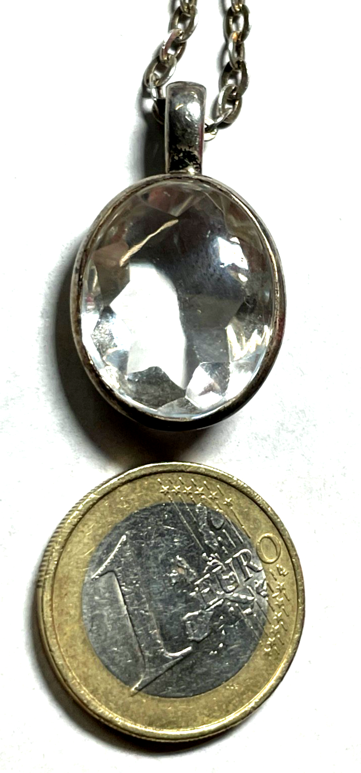 75cm 835 Silber Gliederkette + vintage Bergkristall Anhänger Purismus top gepfl.1