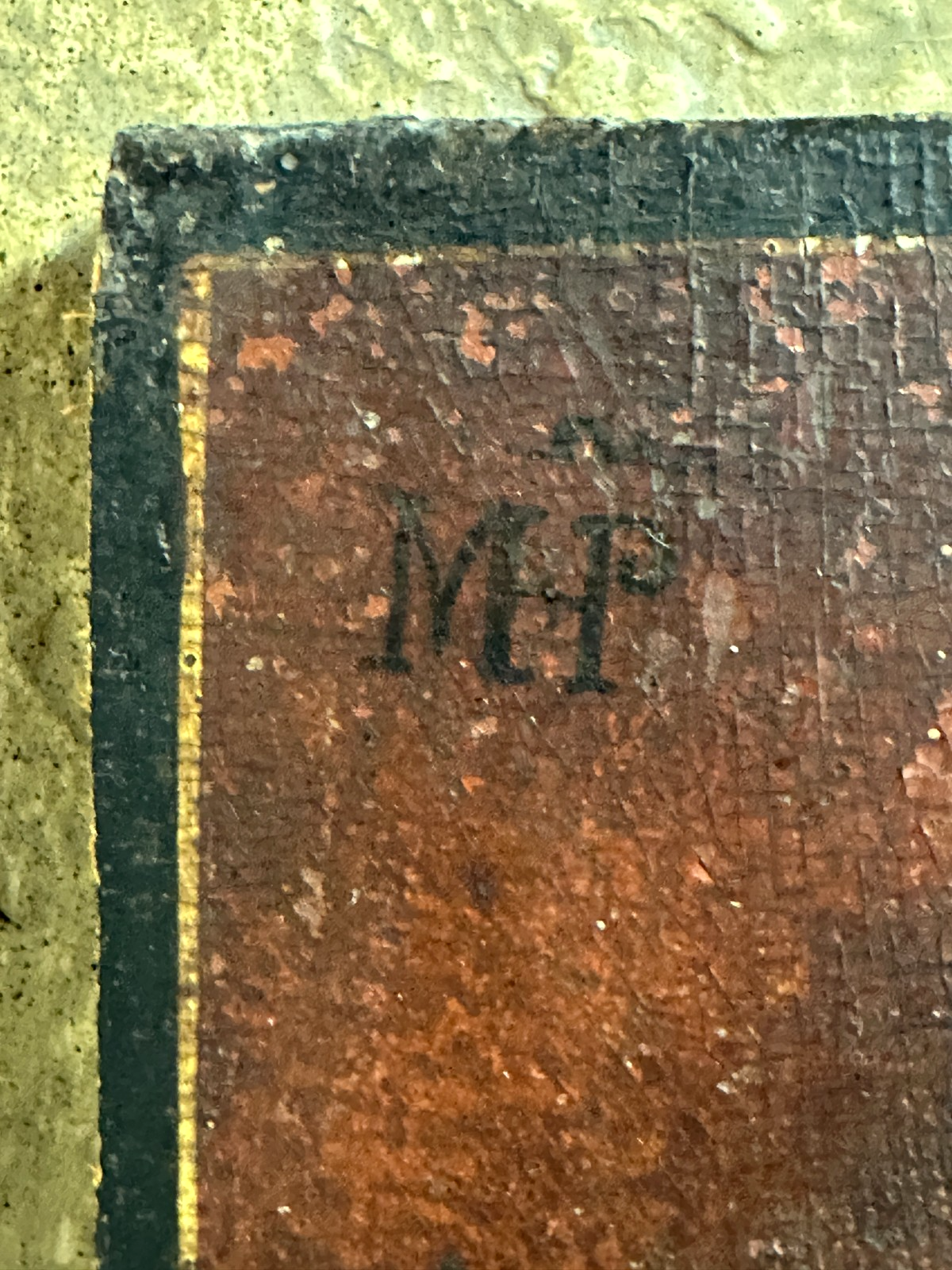 Alte Ikone „Gottesmutter mit Kind“ – Tempera auf Holz - unrestaurierter Zustand8