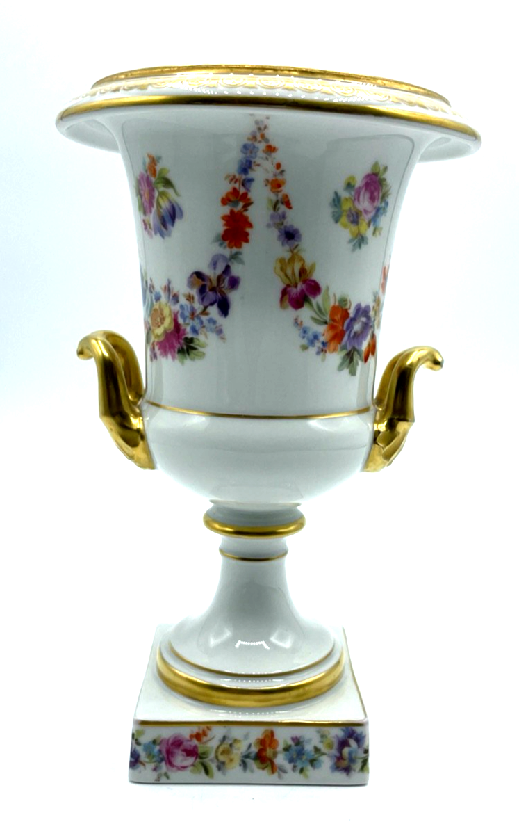 20er J Krautheim Porzellan Amphoren Vase attraktive Pokalvase handbemalt Gold1
