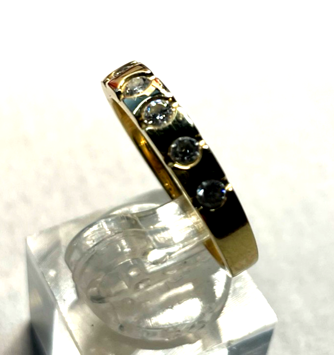 Solider massiver 750 Gold 18 K Ring 5 Brillanten 0,5ct. Ø 17,8 mm RG 56 Juwelier4