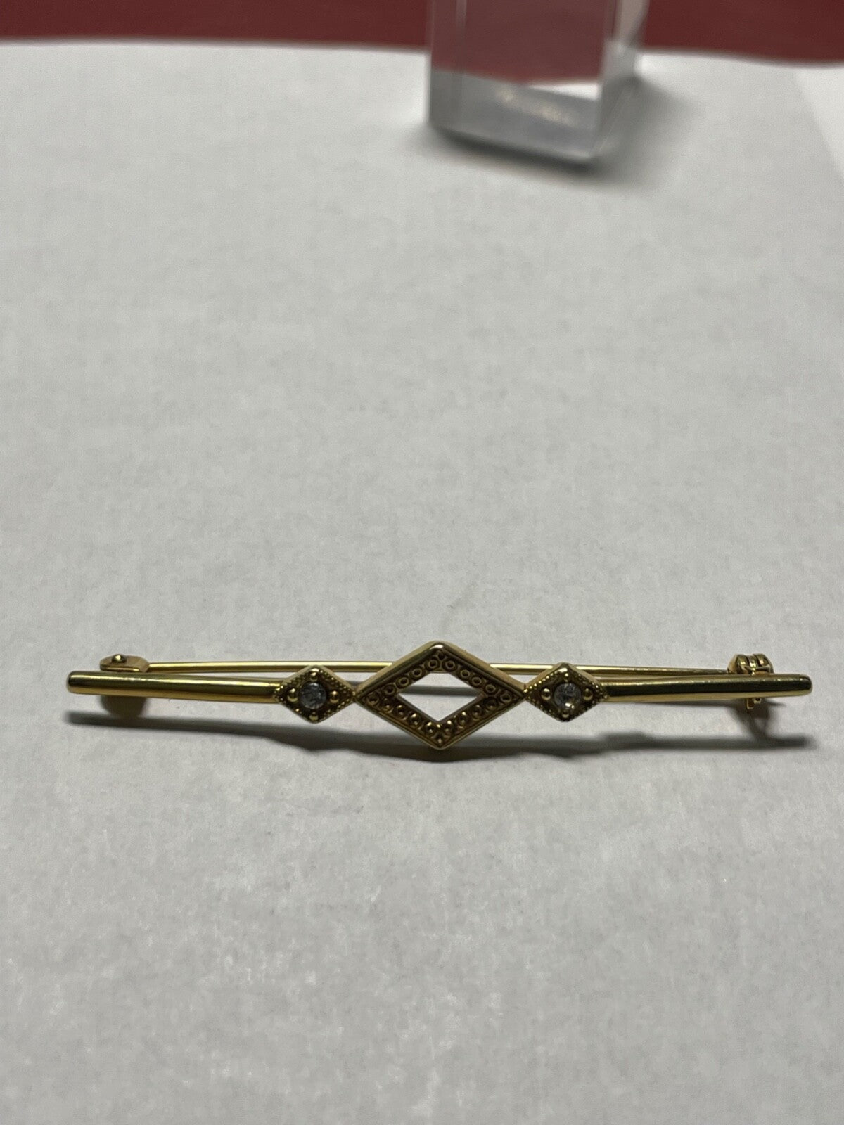Antik 585 Gold 14 K Gold Brosche Nadel Stabbrosche 2x Altschliff Diamanten L 5,58