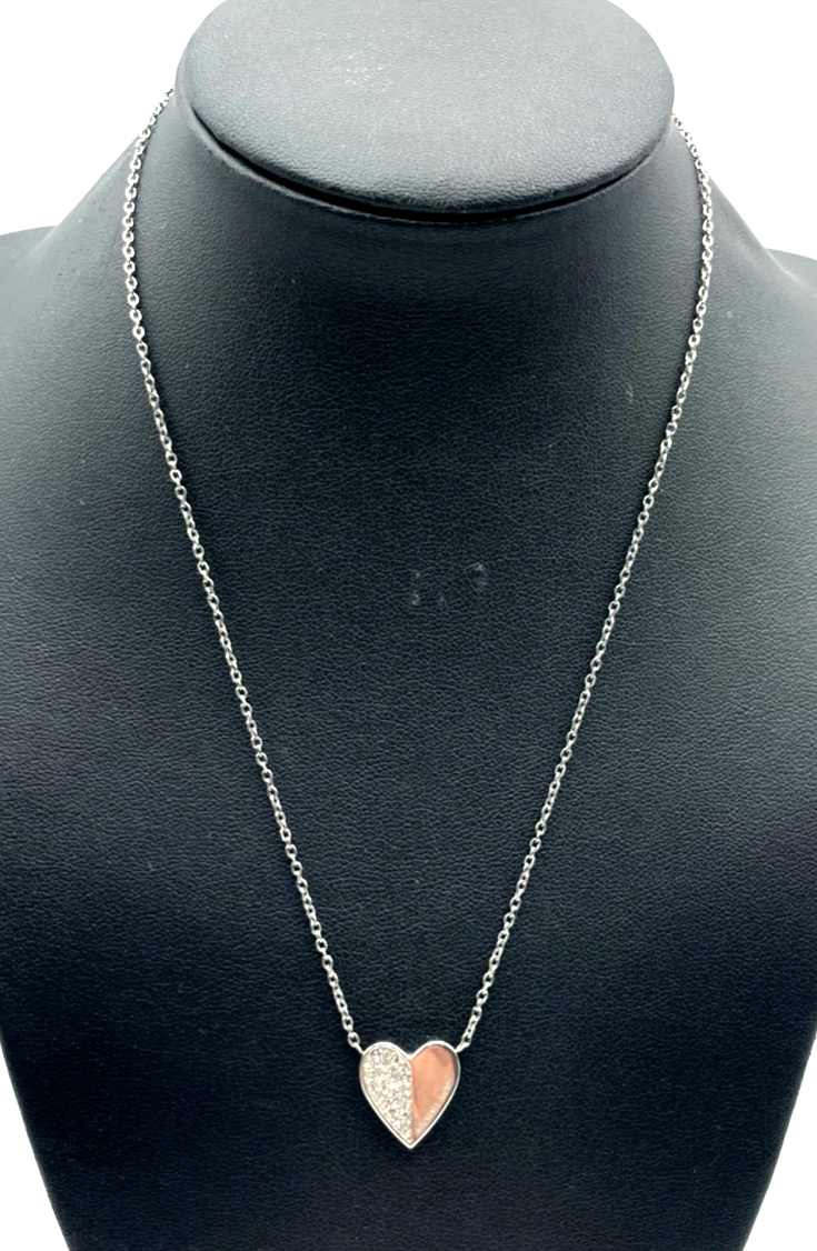 Michael Kors Steel Halskette Edelstahl Herz mit Pavé Zirkonia gebraucht + gepfl.6