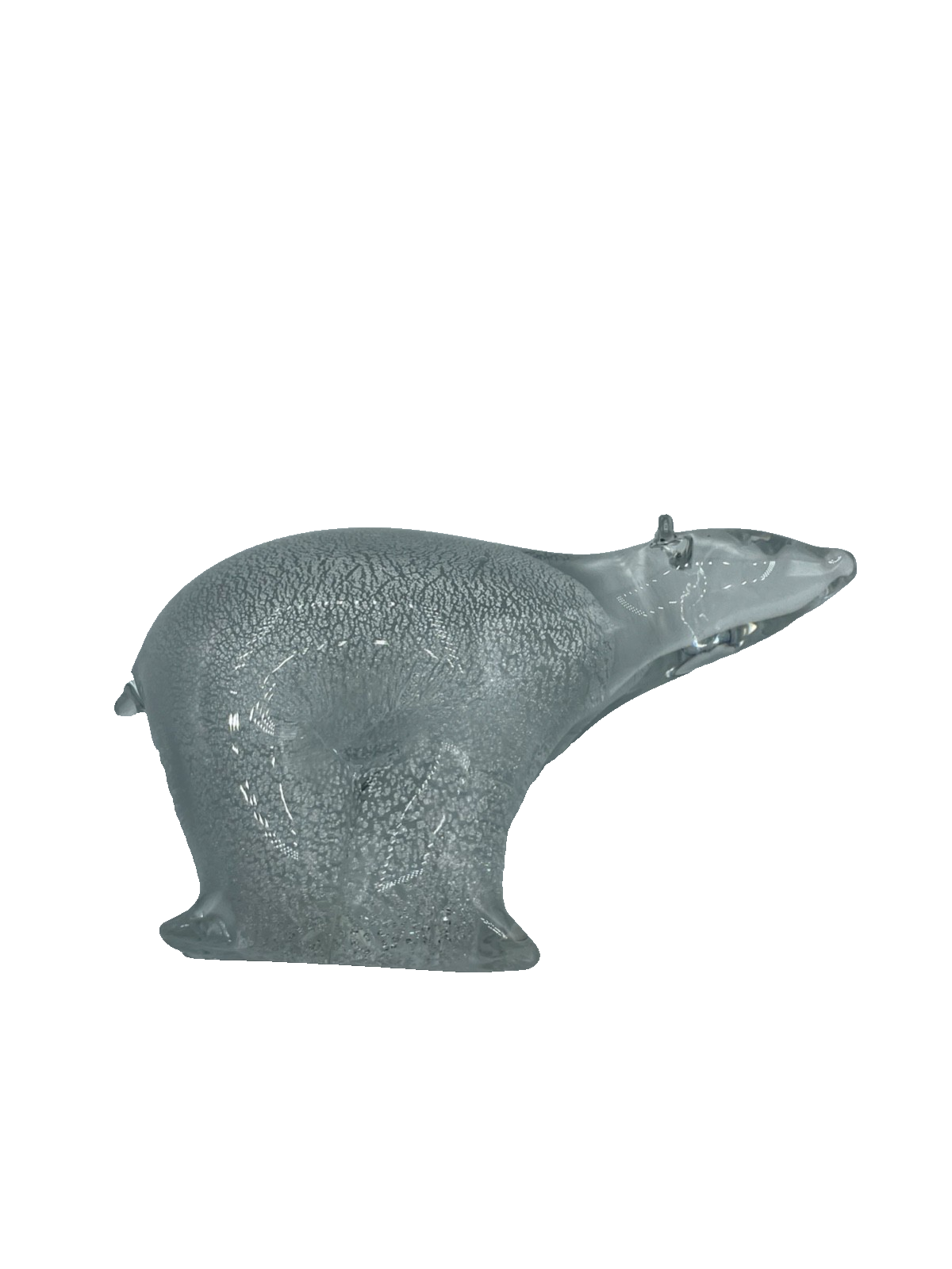 Vintage Glas Figur Eisbär Kunstglas Gränna Glasbruck Sweden Handmade Silver7