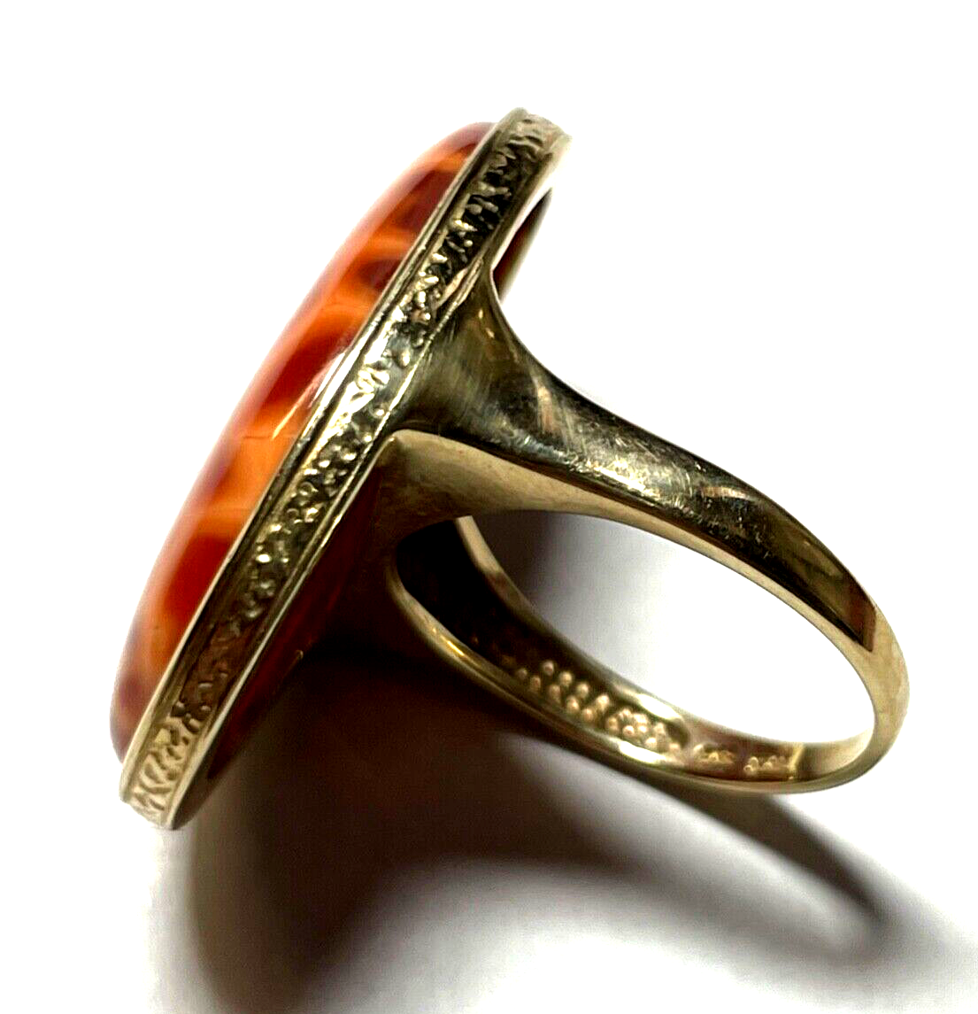 375 Gold 9 K Ring großer herrlicher Feuerachat RG 54 Juwelier solide Qualität7