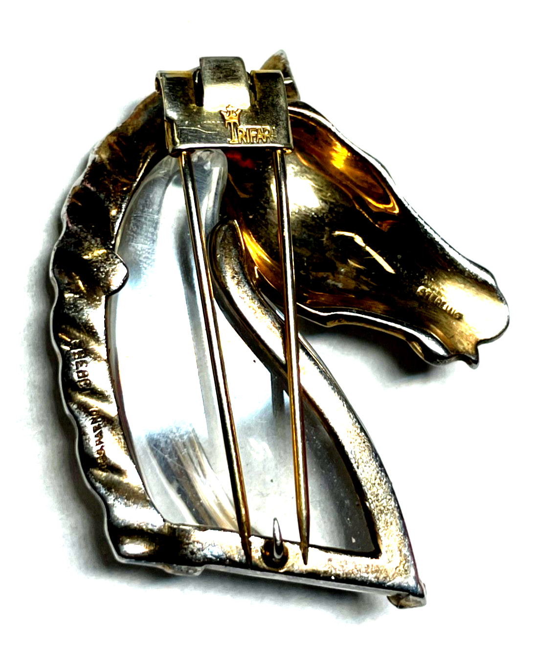 Vintage Trifari Jelly Belly Pferdekopf Brosche Sterling Alfred Philippe 19408