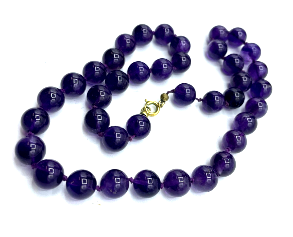 Vintage 50 cm dunkle Amethyst Halskette sehr apart + einzeln geknotet Ø 10 mm4