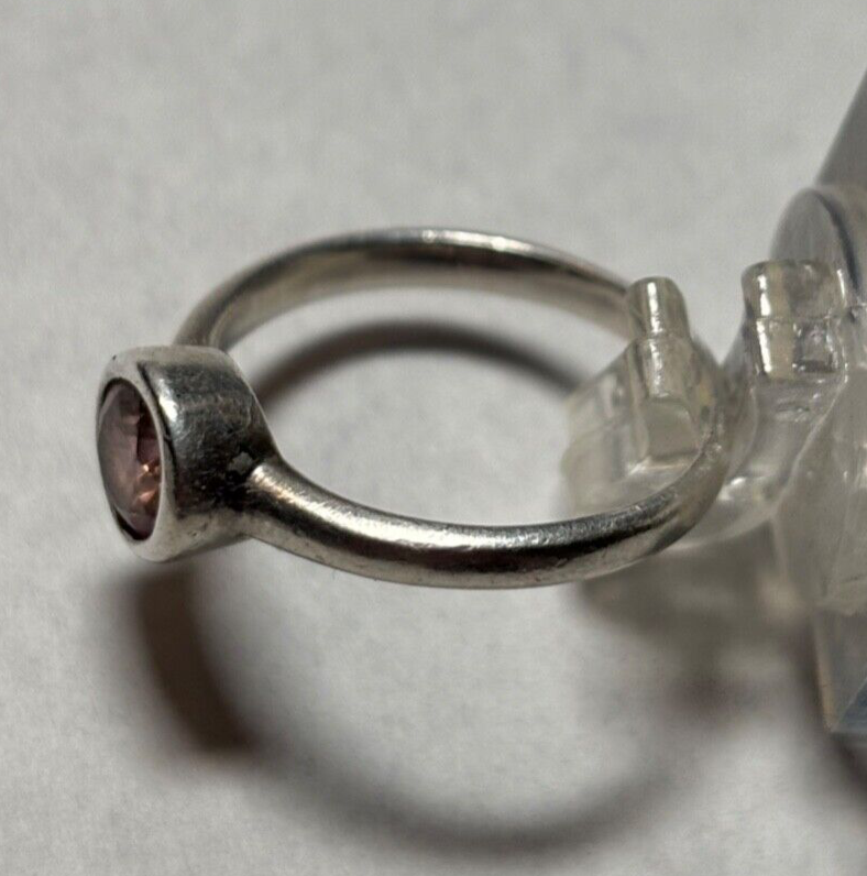 Silberring 925 Silber Ring mit rosa Farbstein Ø 17 mm RG 53 Handarbeit gepflegt3