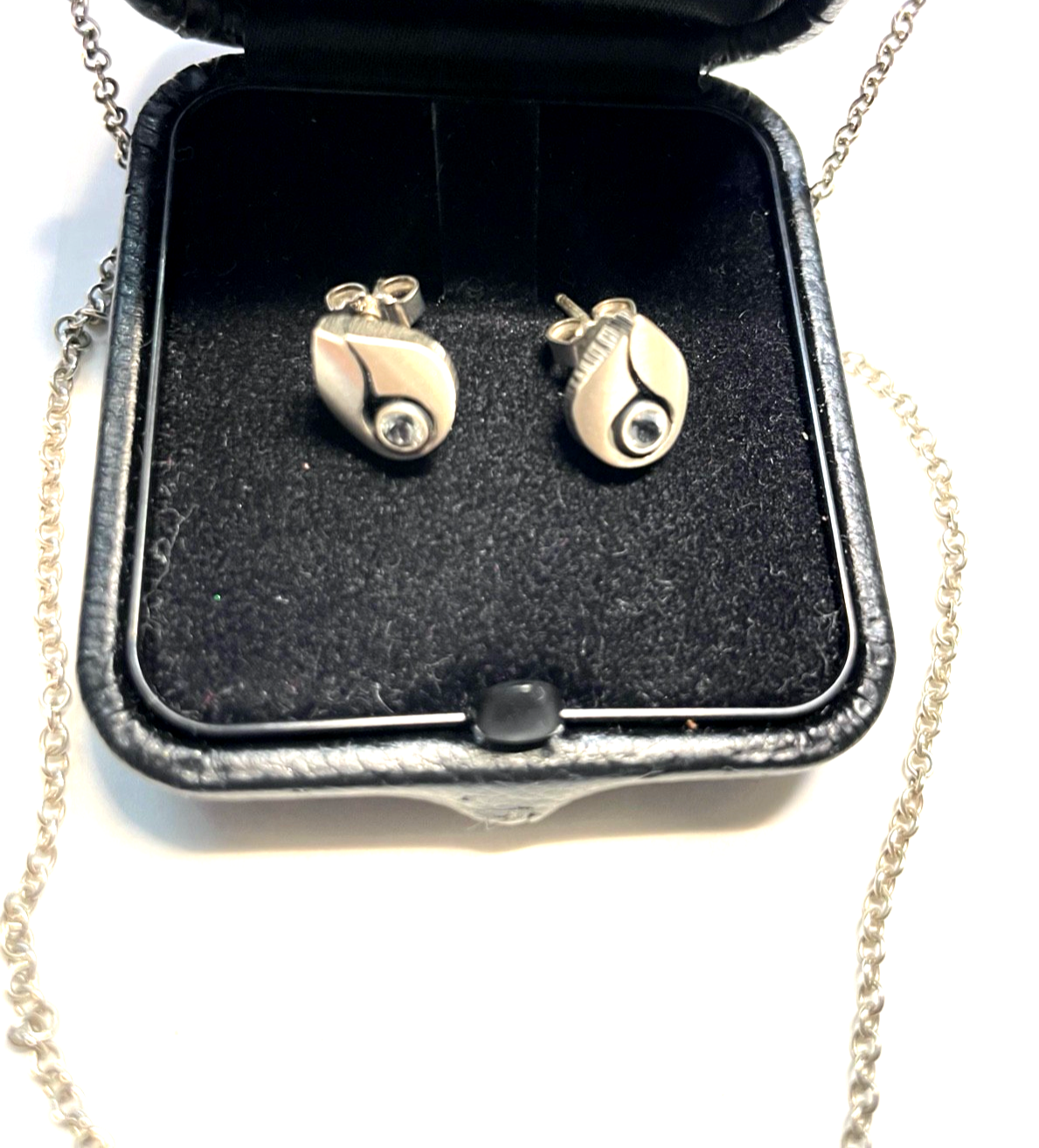 Sten &Laine Finnland 925 Silber Bergkristall Set Halskette Collier + Ohrstecker2