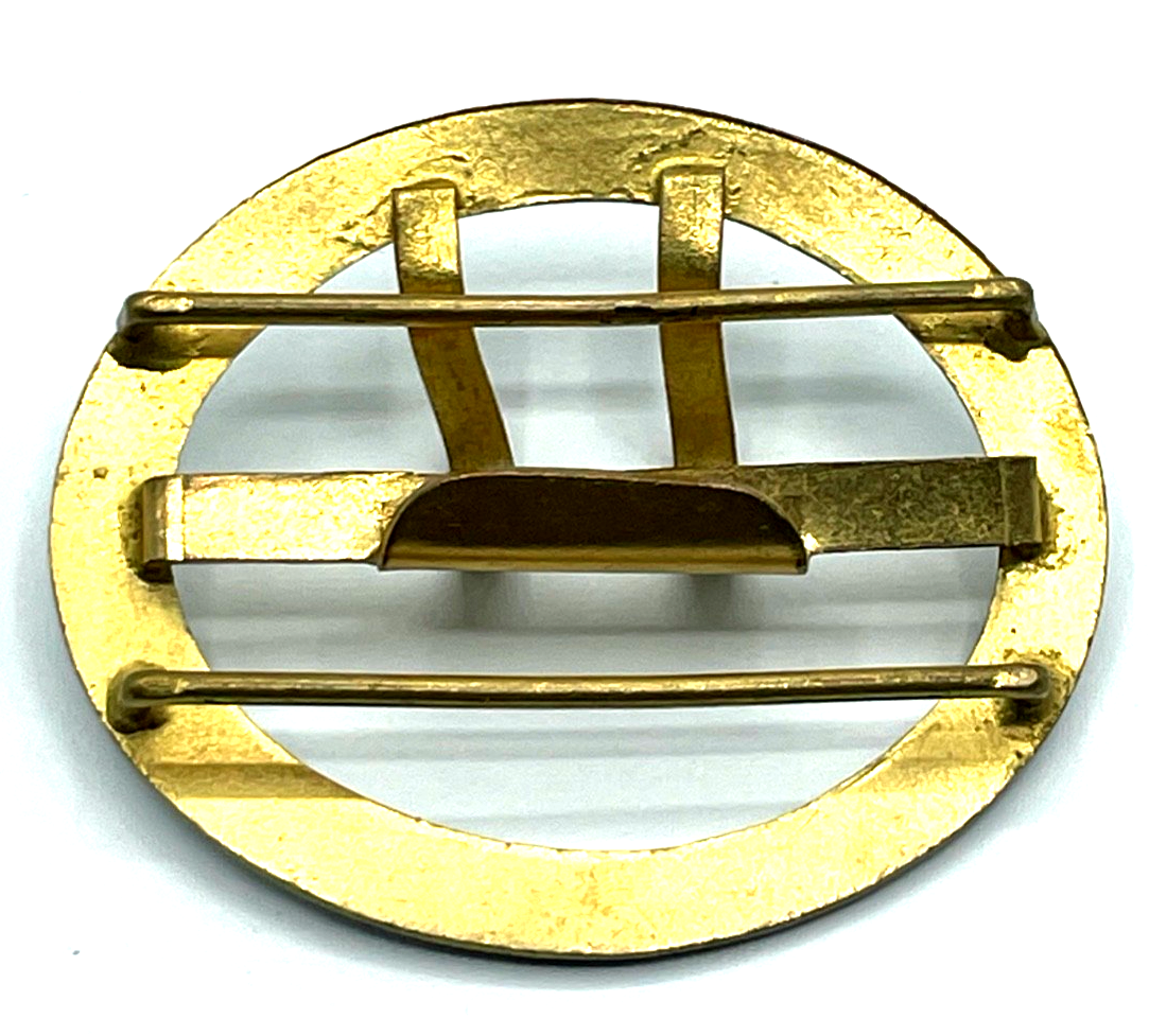 Antik Jugendstil ovale Gürtelschnalle Guilloche Rosen Emaille feuervergoldet5