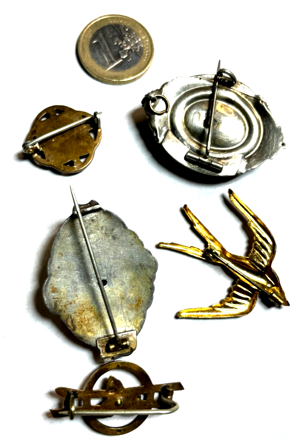 Konvolut 5 x antik Schmuck Brosche Anhänger Golddouble2