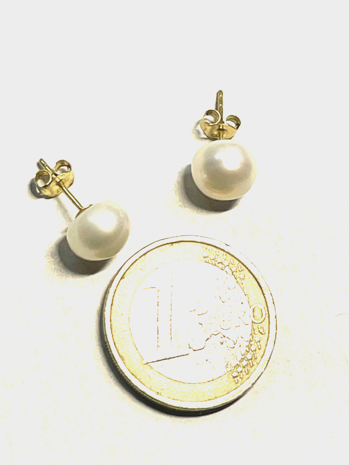 Paar 333 Gelbgold Ohrringe SWZ Perlen Ohrstecker Klassiker Ø 9 mm top gepflegt4