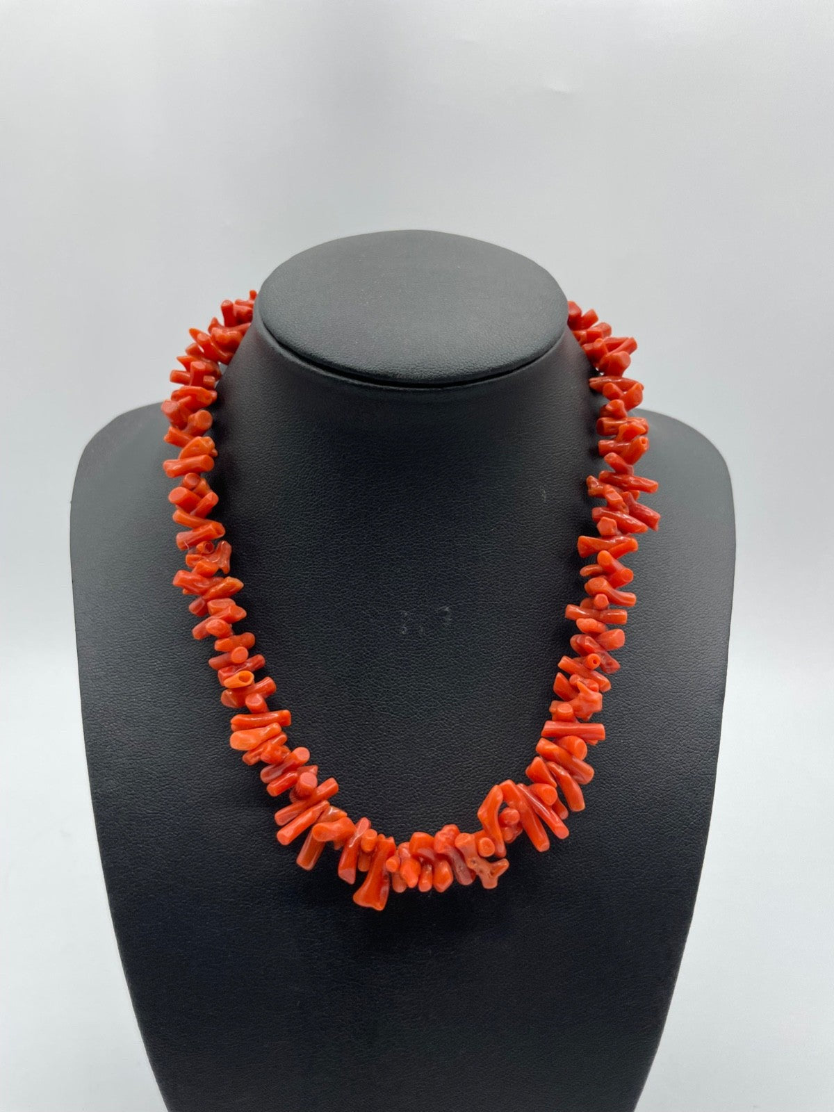 Vintage Korallenkette Stäbchen Koralle Collier L 40,5 cm Lachsfarbig0