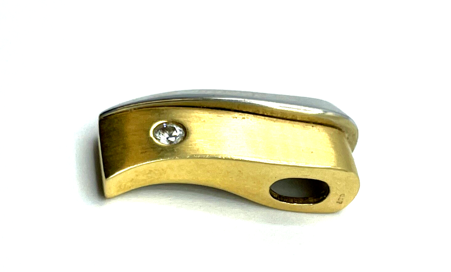 Massiv 750 Gold 18 K Gold Gleiter Schieber Anhänger 0,07 ct Brillant Juwelier1