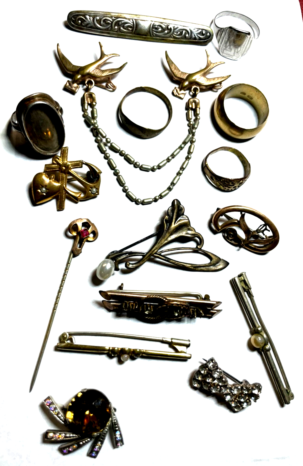 Alter Schmuck Antikschmuck Konvolut zum Basteln Ausschlachten Weiterverarbeiten0