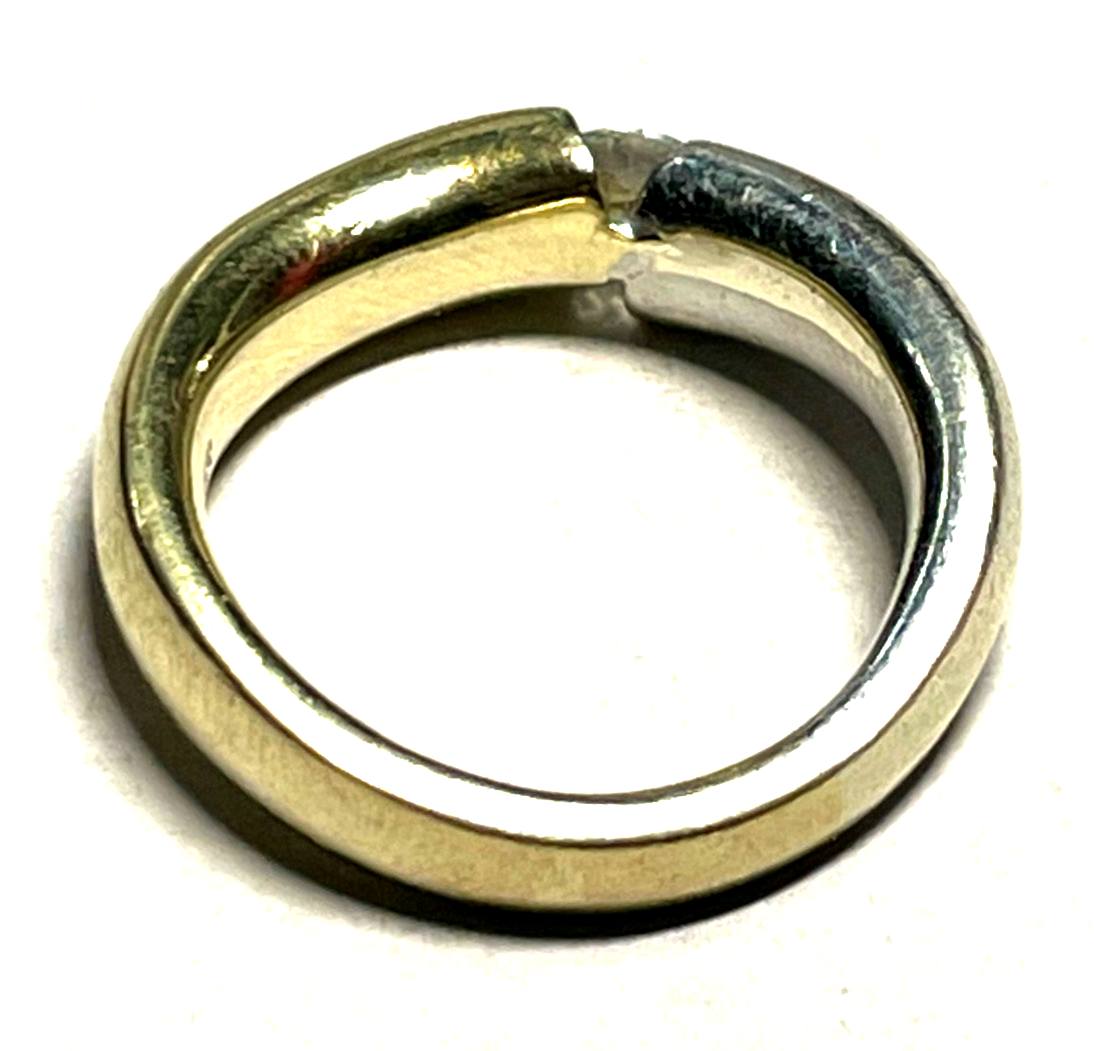 Massiver 375 Gold 9 K Ring mit 0,25 ct. Simili Solitär bicolor RG 57 Ø 18 mm4