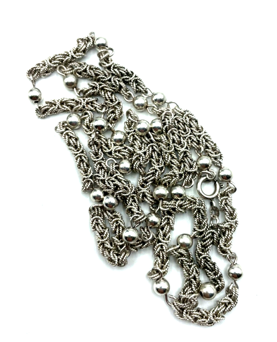 Extrem apart Königskette mit Kugeln 835 Silber 84,5 cm Ø 5 mm Handarbeit vintage4