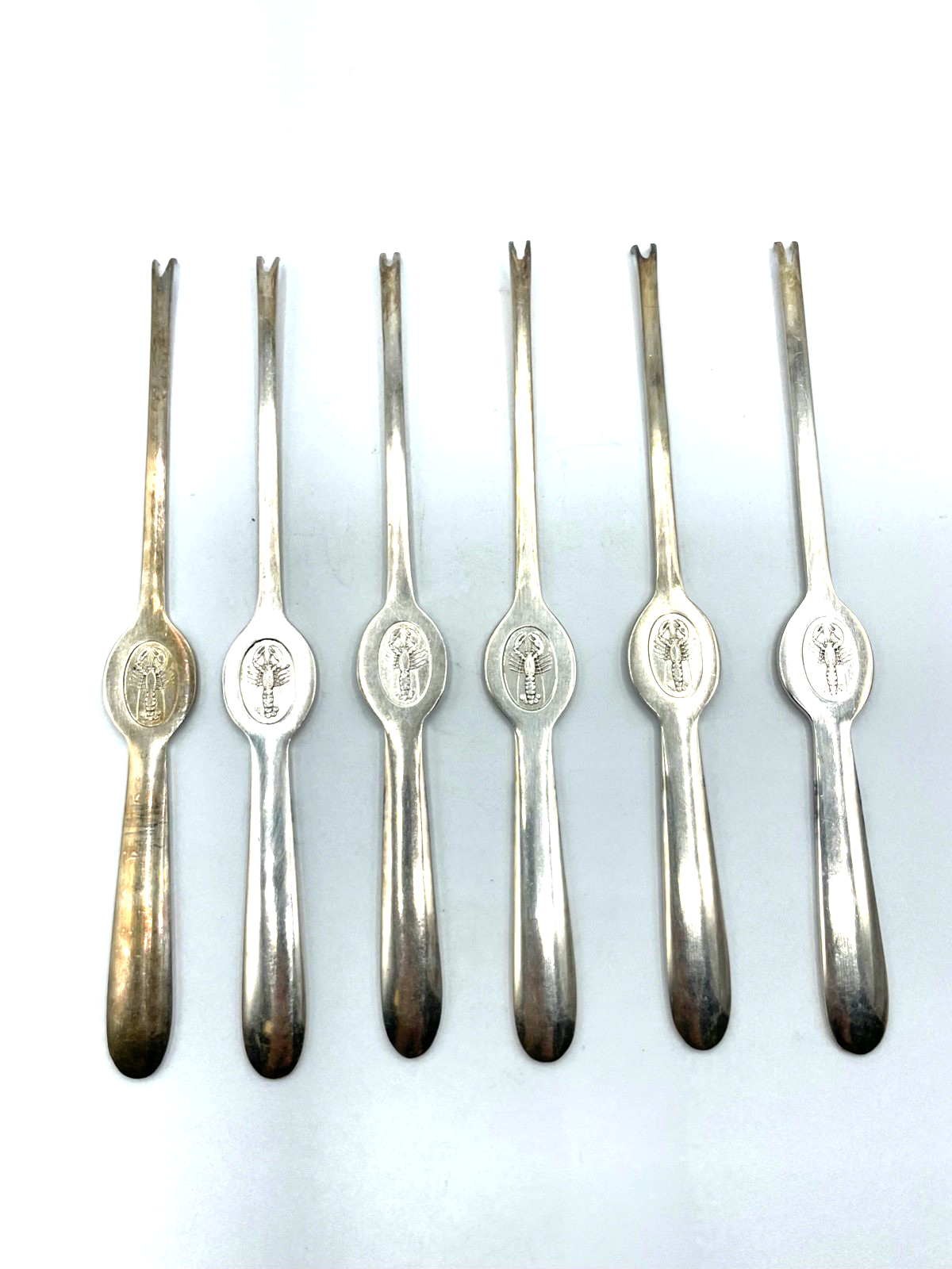 Vintage Hummergabel Krebsfleisch Set 6 Stück versilbert Silberauflage L 19,5 cm1