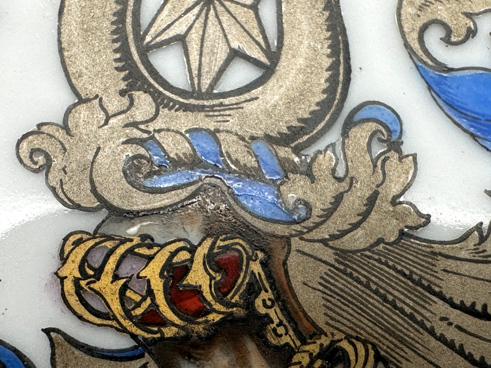 Studentika - Doppelwappen und Porträt - handbemalt um 1900 – Corps / Verbindung3