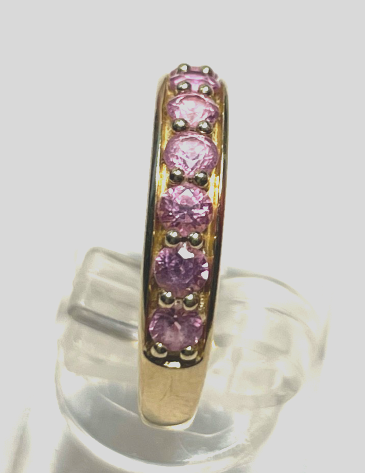 Massiver 375 Gold 9 K BCI Ring mit 8x Padparadscha Saphir in Pink RG 57 Ø 18 mm1