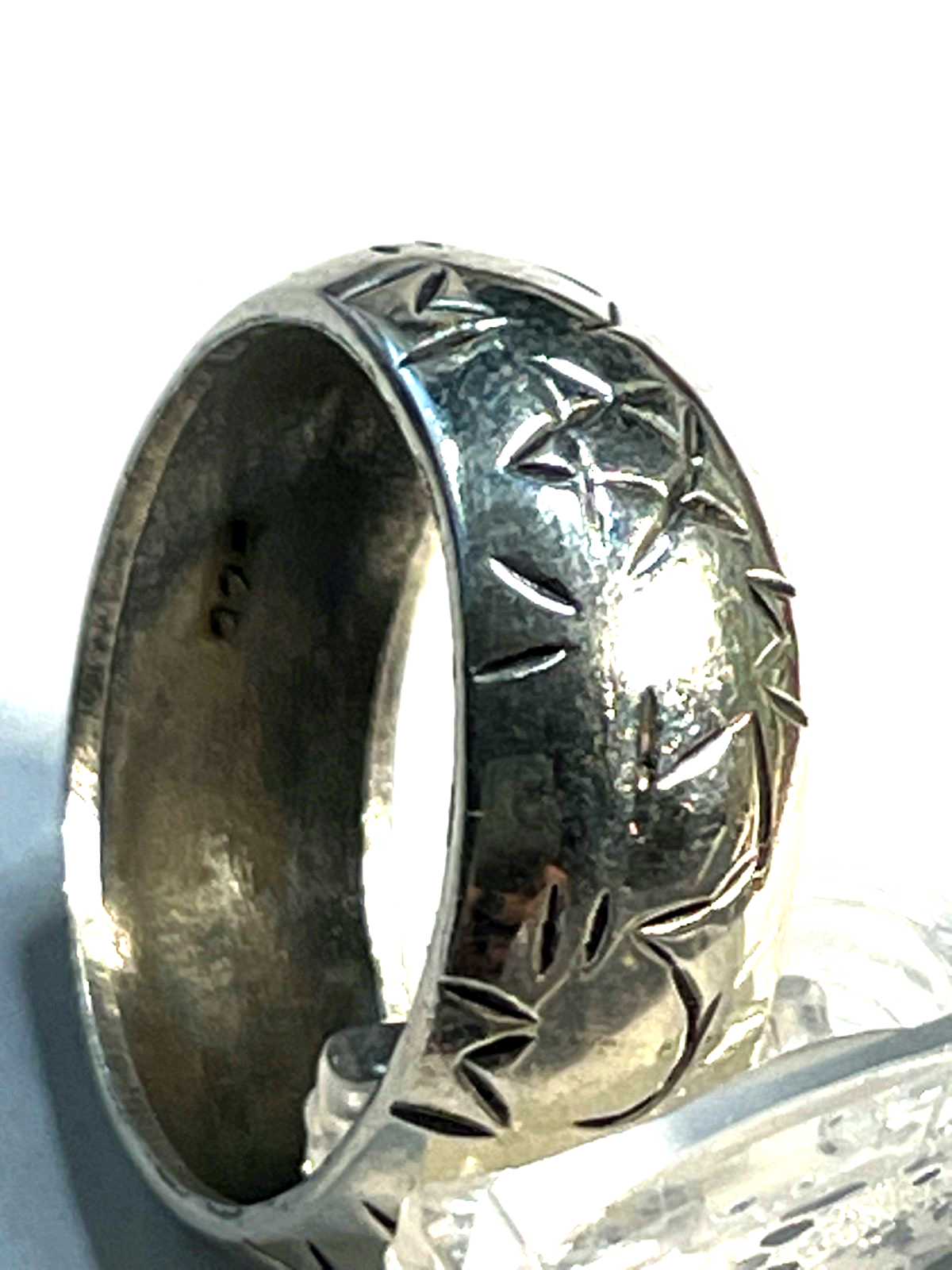 Unisex solider 925 Silber Ring Pentagramm  Ø 20 mm RG 63 Handarbeit gepflegt5