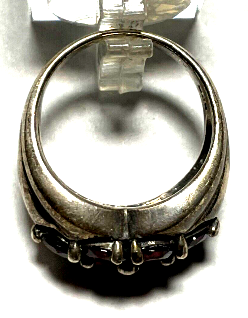 Solider 925 Silber Ring Silberring 6x Granat Handarbeit Ø 18 mm RG 57 gepflegt8