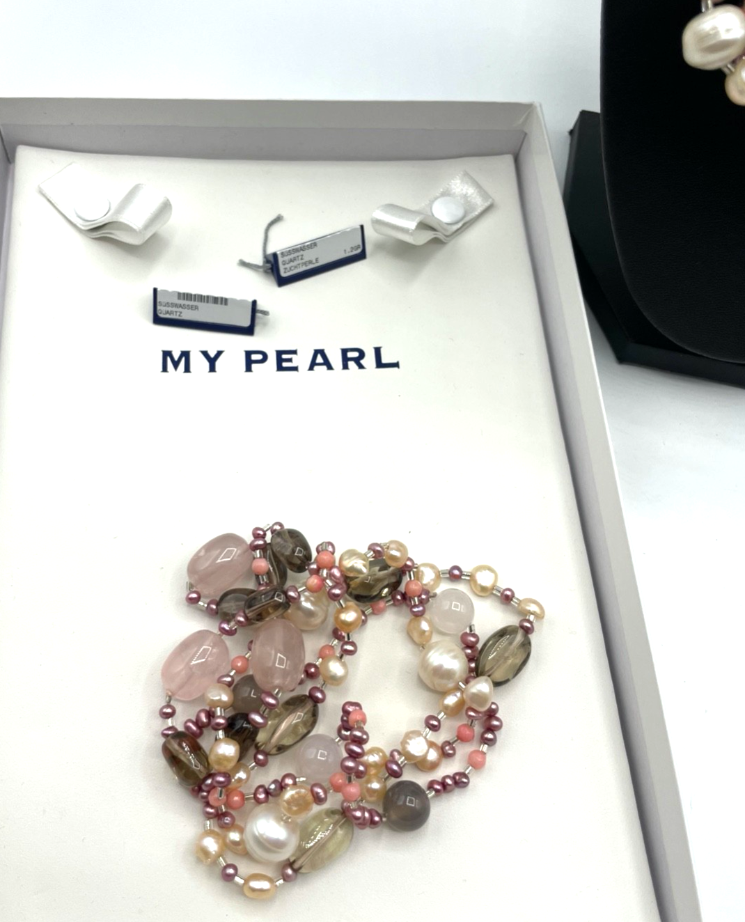 Neuwertiges Set MY PEARL Halskette + Armband 925 Silber Edelsteine SWZ Perlen4