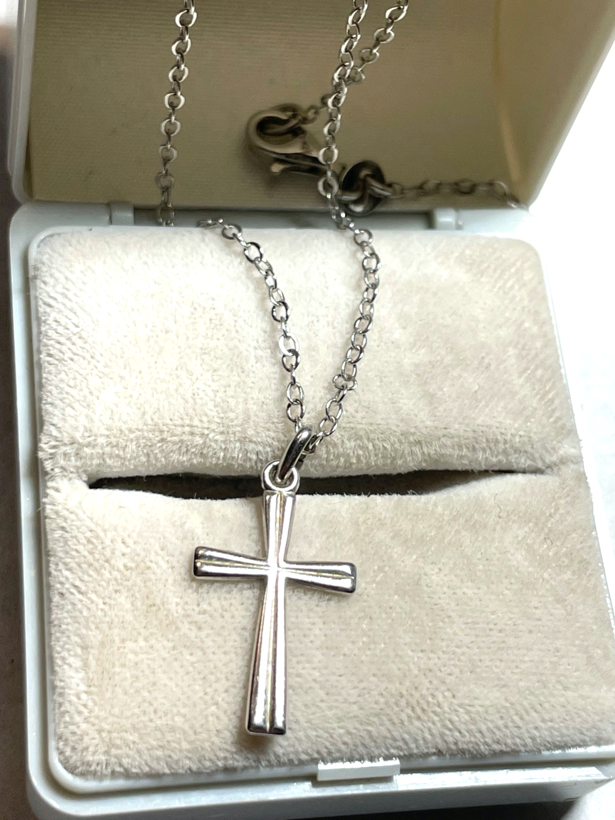 Vintage unisex Kreuz Anhänger 800 Silber an 46 cm Sterling Gliederkette gepflegt0