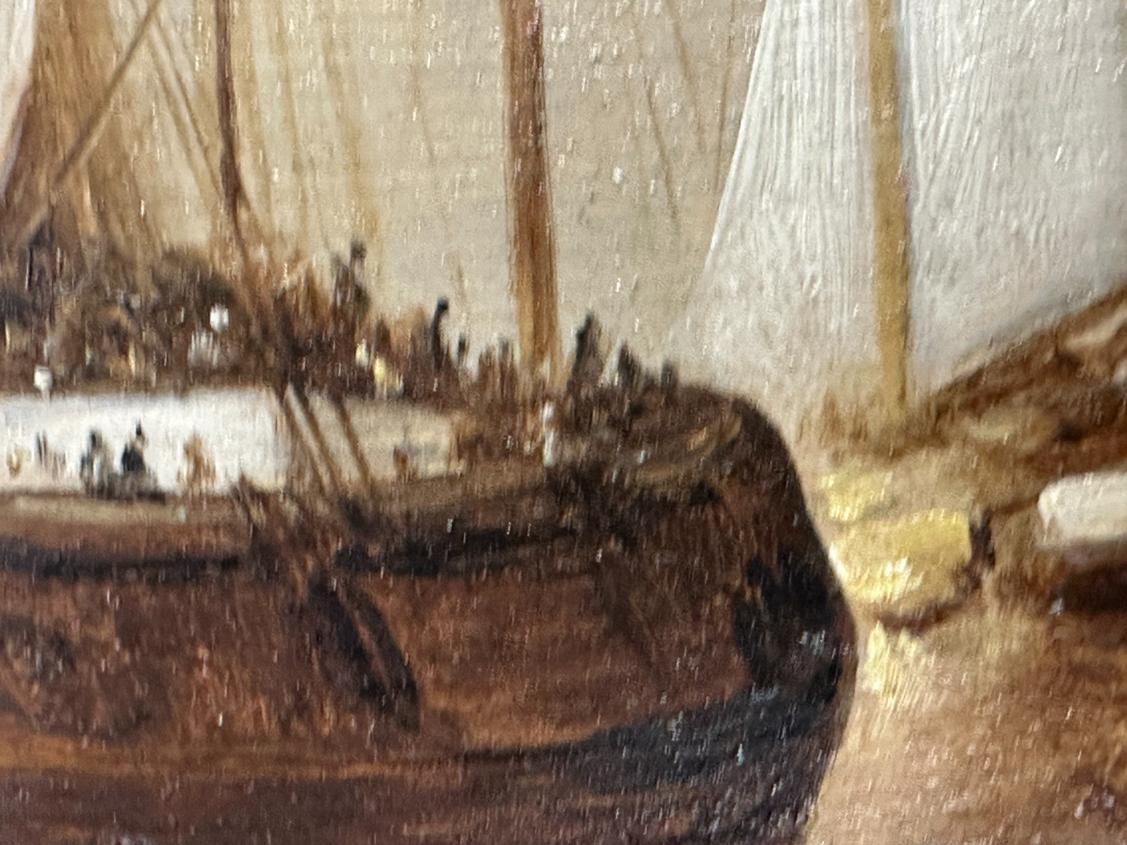 Stimmungsvolle Marine – Öl auf Holz – niederländische Schule – signiert - 19/20.4
