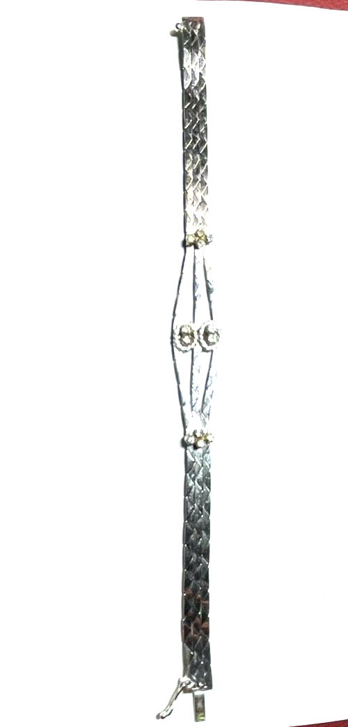 Vintage elegantes 800 Silber Armband mit 12 x Weißtopas L 19 cm B 15 mm3
