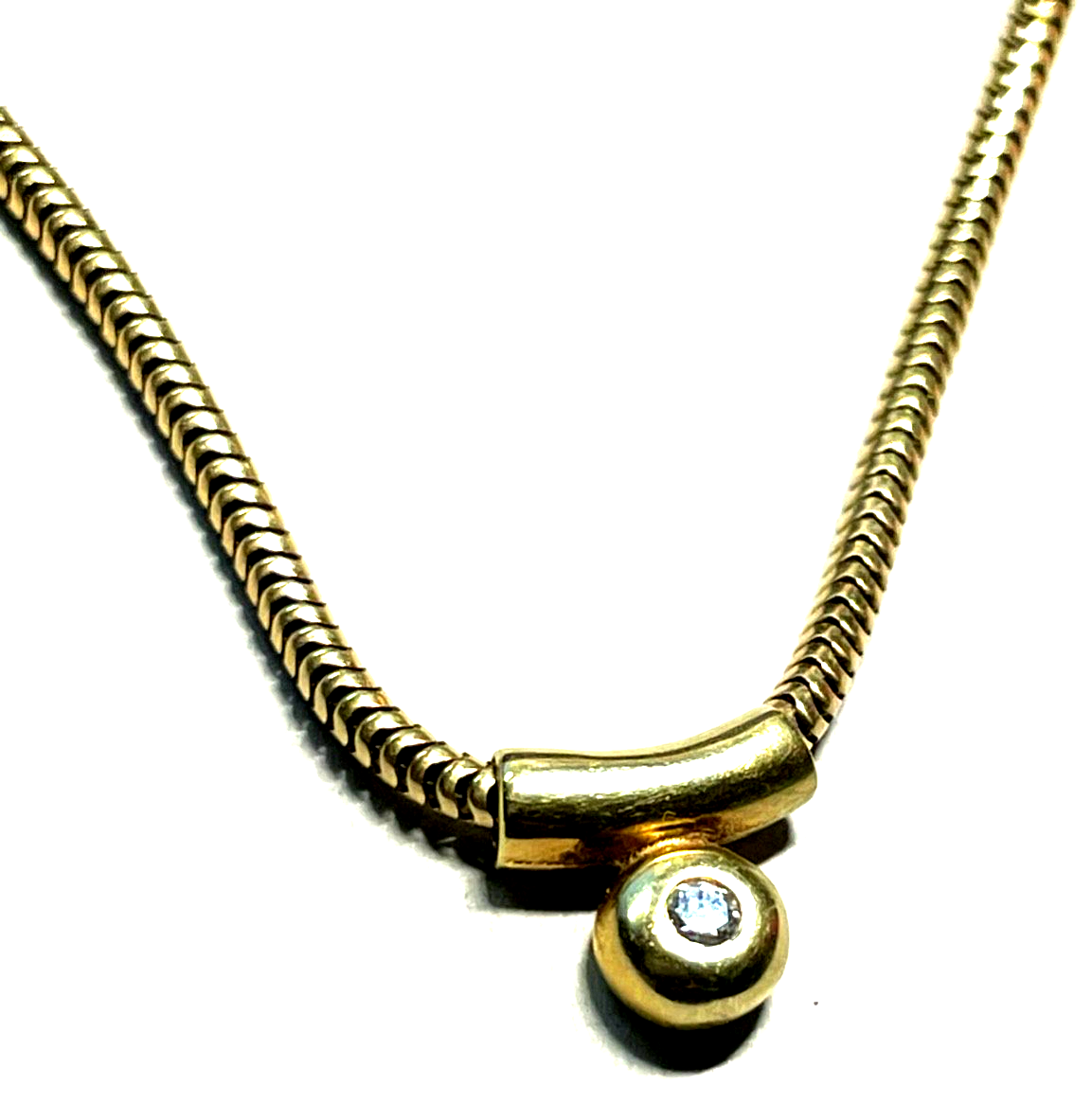 585 Gold Schlangenkette 45 cm + Gleiter Anhänger 0,1 ct. Brillant Juwelier gepfl4
