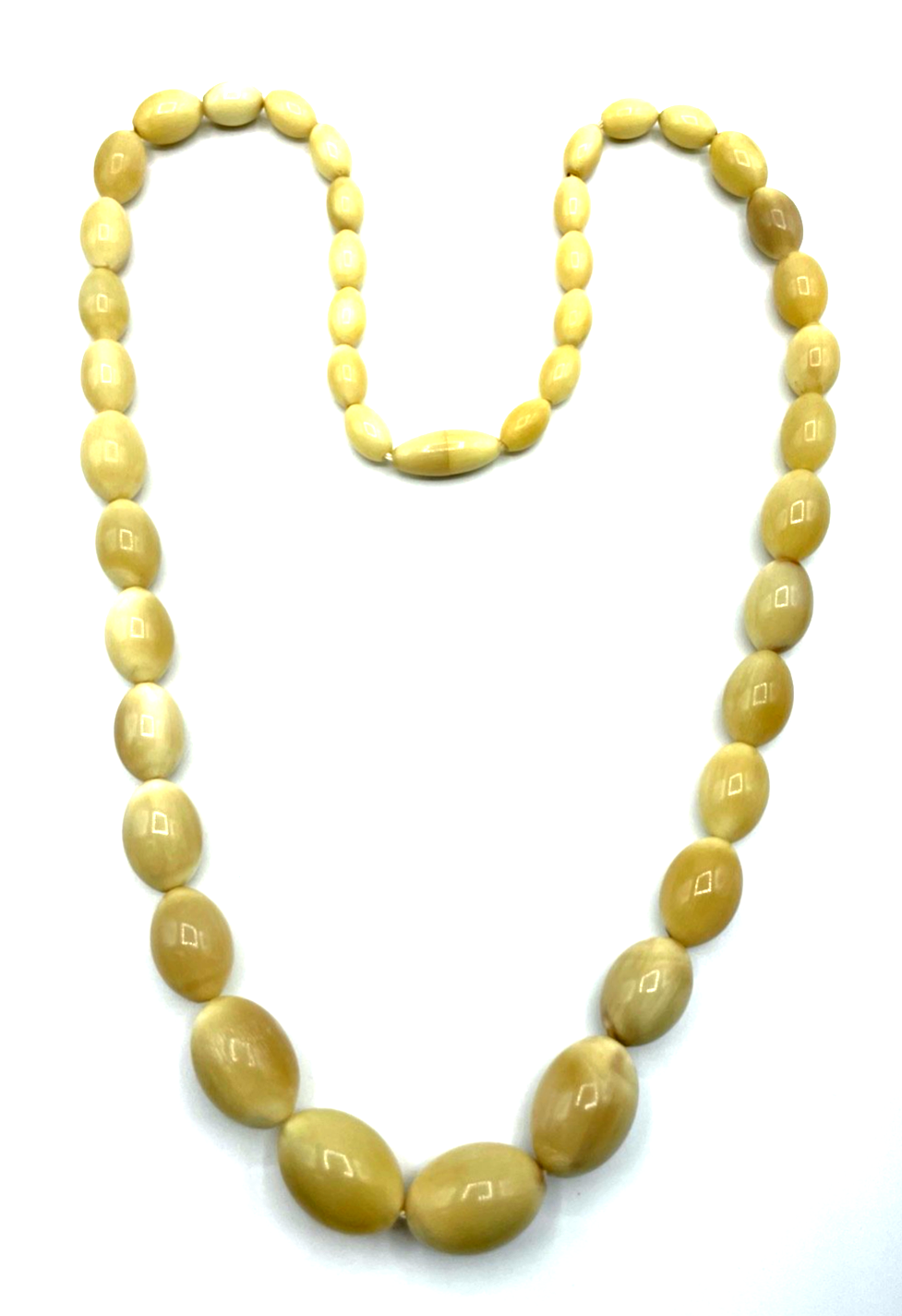 Antik Flapper Kette Horn Oliven Verlauf Handarbeit Art Déco Original 20erJ L68cm4