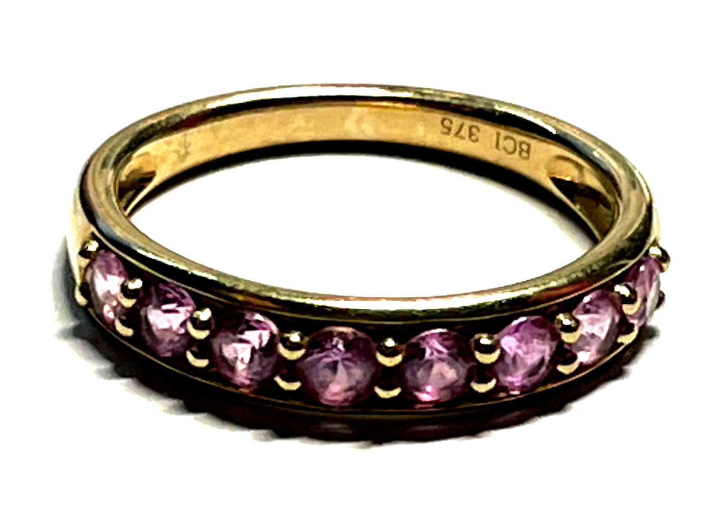 Massiver 375 Gold 9 K BCI Ring mit 8x Padparadscha Saphir in Pink RG 57 Ø 18 mm6