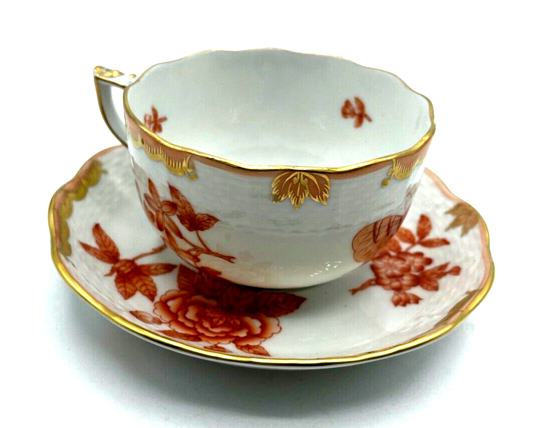 Herend Porzellan Tasse + Untertasse Fortuna Rust Cup + Saucer selten  1. WAHL4