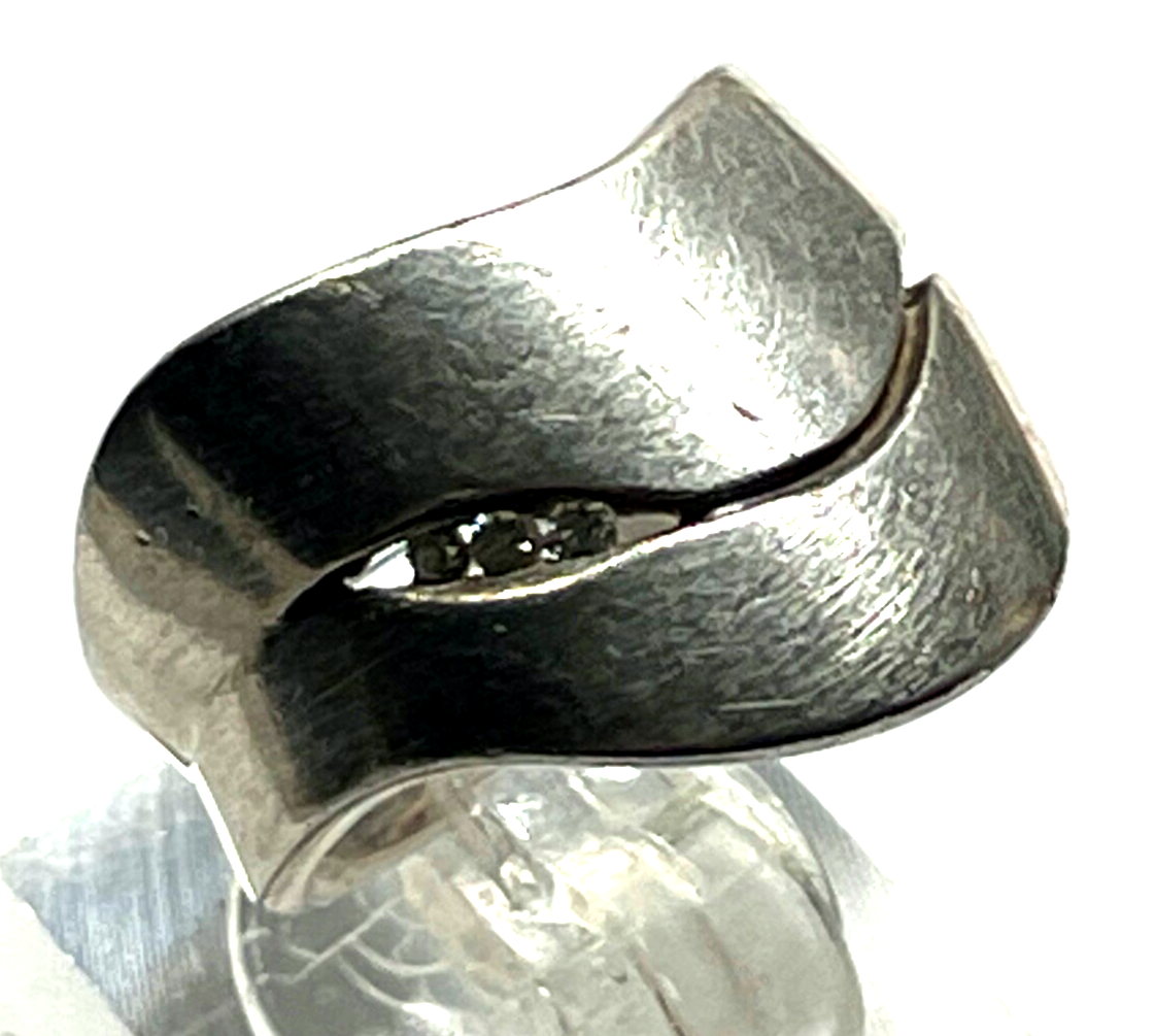Massiver 925 Silber Designer Ring QUINN mit 3 Brillanten 0,06 ct RG 55 Ø 17,5 mm8